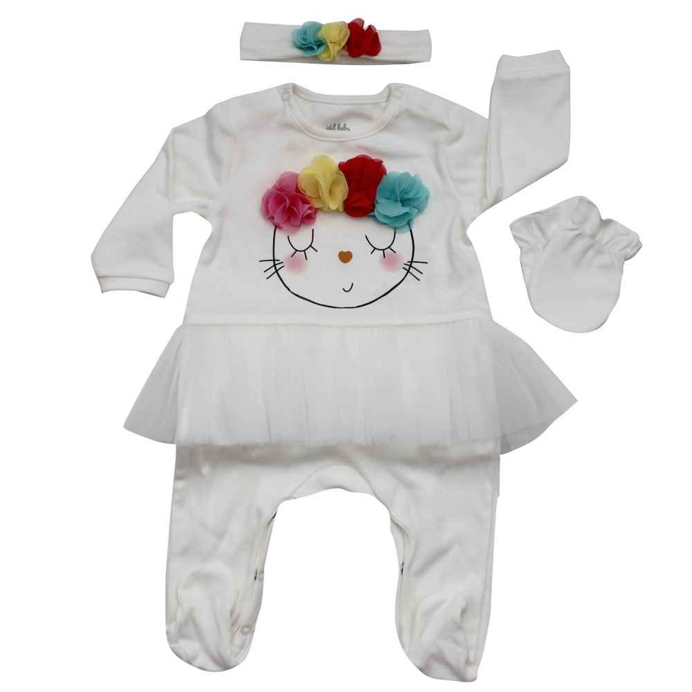 İdil Baby 6819 3lü Bebek Tulumu Krem
