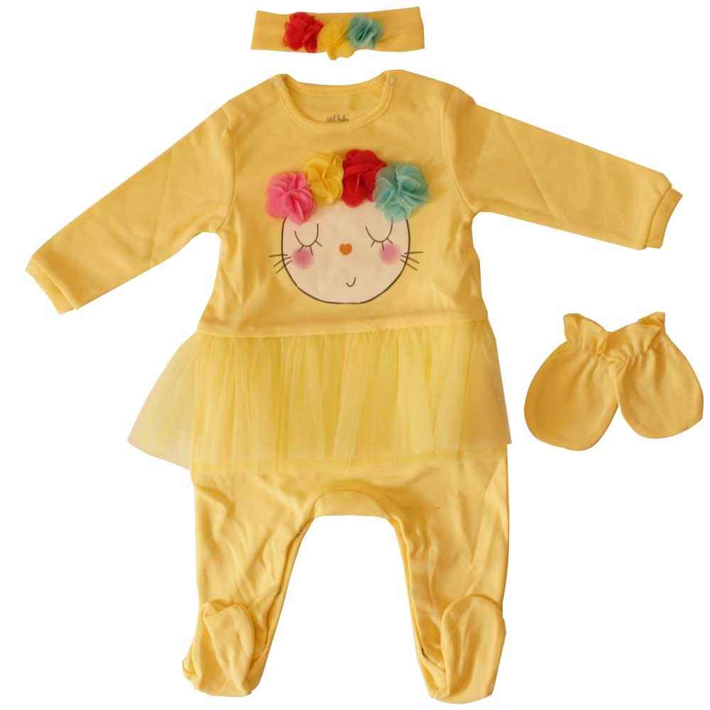 İdil Baby 6819 3lü Bebek Tulumu Sarı