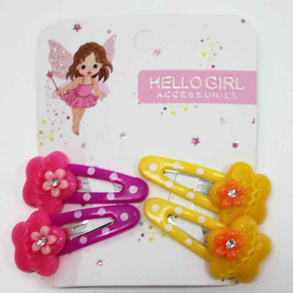 Hello N-757 Kız Çocuk Tokası Sarı-Fuşya