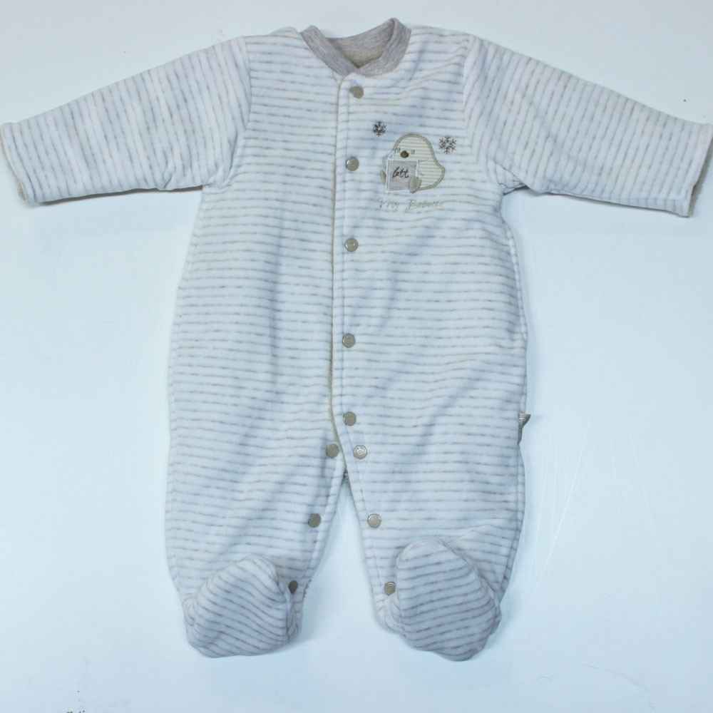 Bebetto Penguen T816 Kadife Velsoft Bebek Tulumu Bej