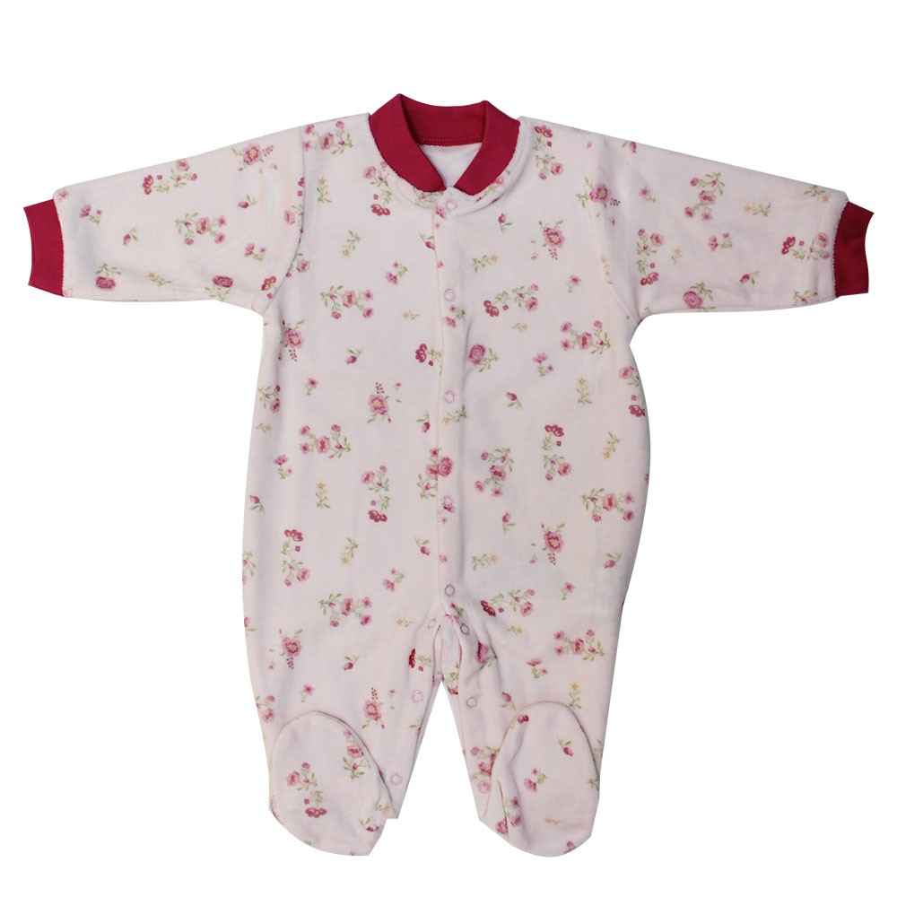 Bebetto Rose T865 Kız Kadife Bebek Tulumu Pembe