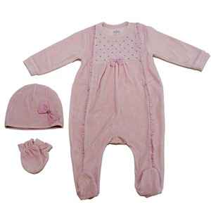 İdil Baby 6880 Kız Bebek Tulumu 3lü Pembe