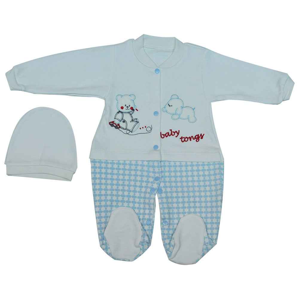 Baby Tongs 132114 Köpekli Bebek Tulumu KremMavi İlke Bebe