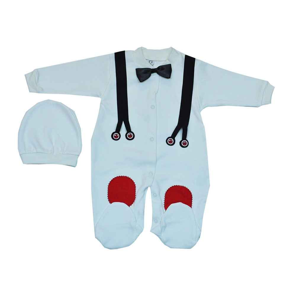 Baby Tong 132101 Askılı Papyon Bebek Tulumu Krem İlke Bebe