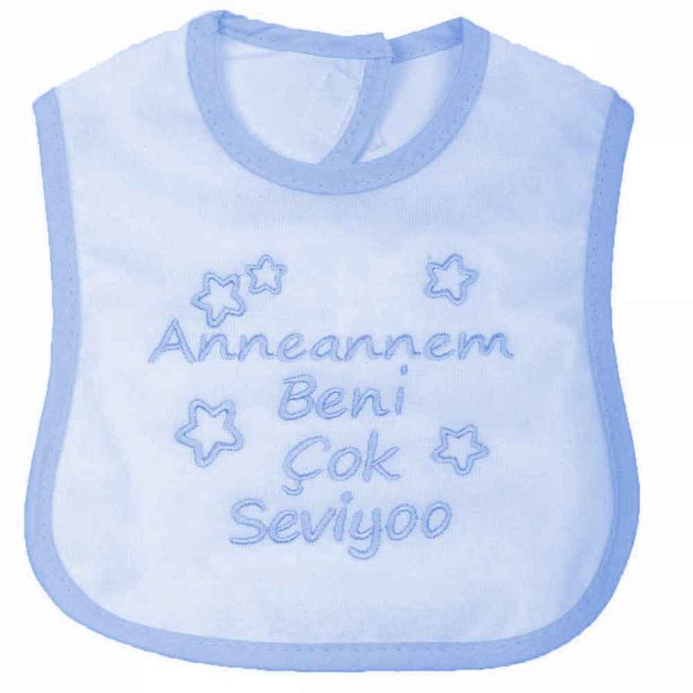 Sebi Bebe 53420 Ananem Beni Çok Seviyo Mama Önlüğü Mavi