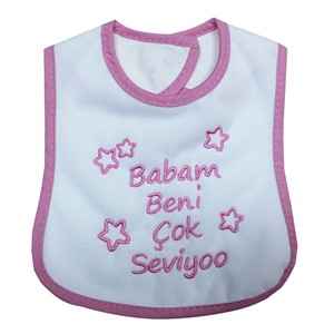 Sebi Bebe 53420 Babam Beni Çok Seviyor Mama Önlüğü Pembe