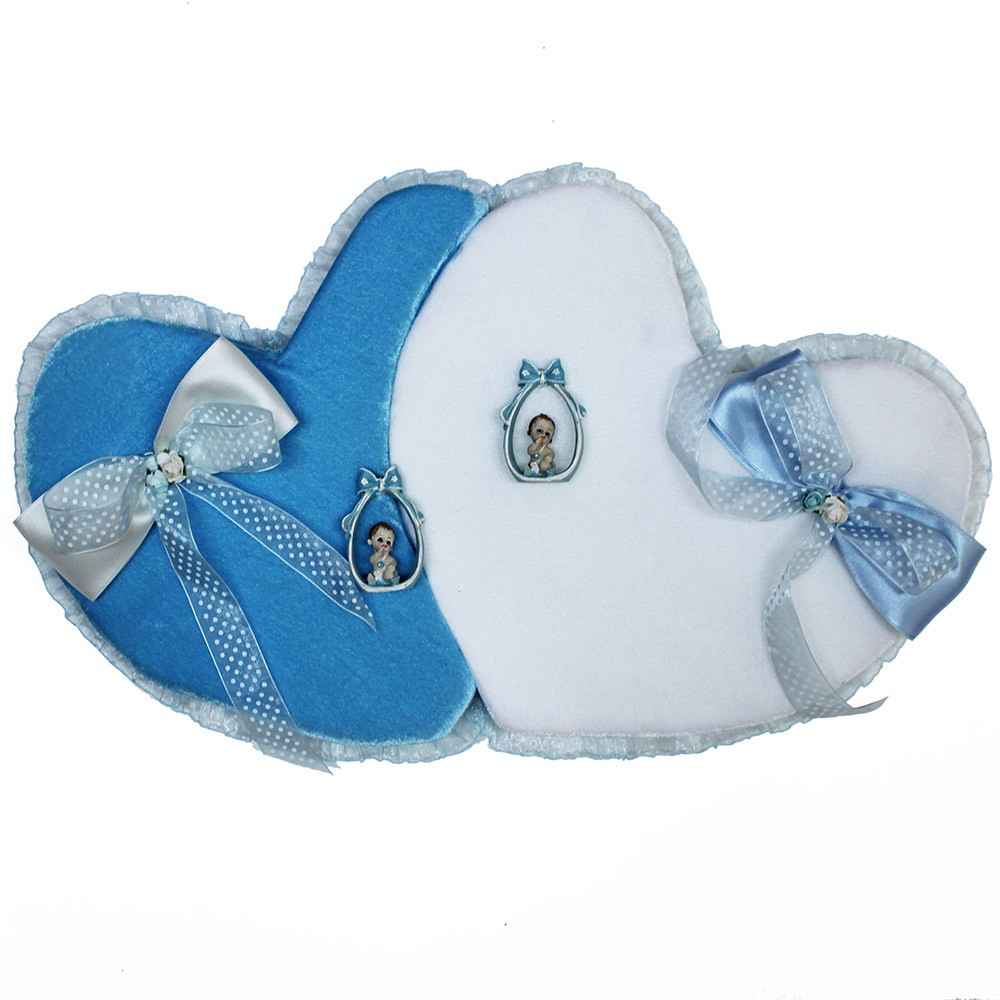 Handan Kapı Süsü İkiz Kalp Mavi