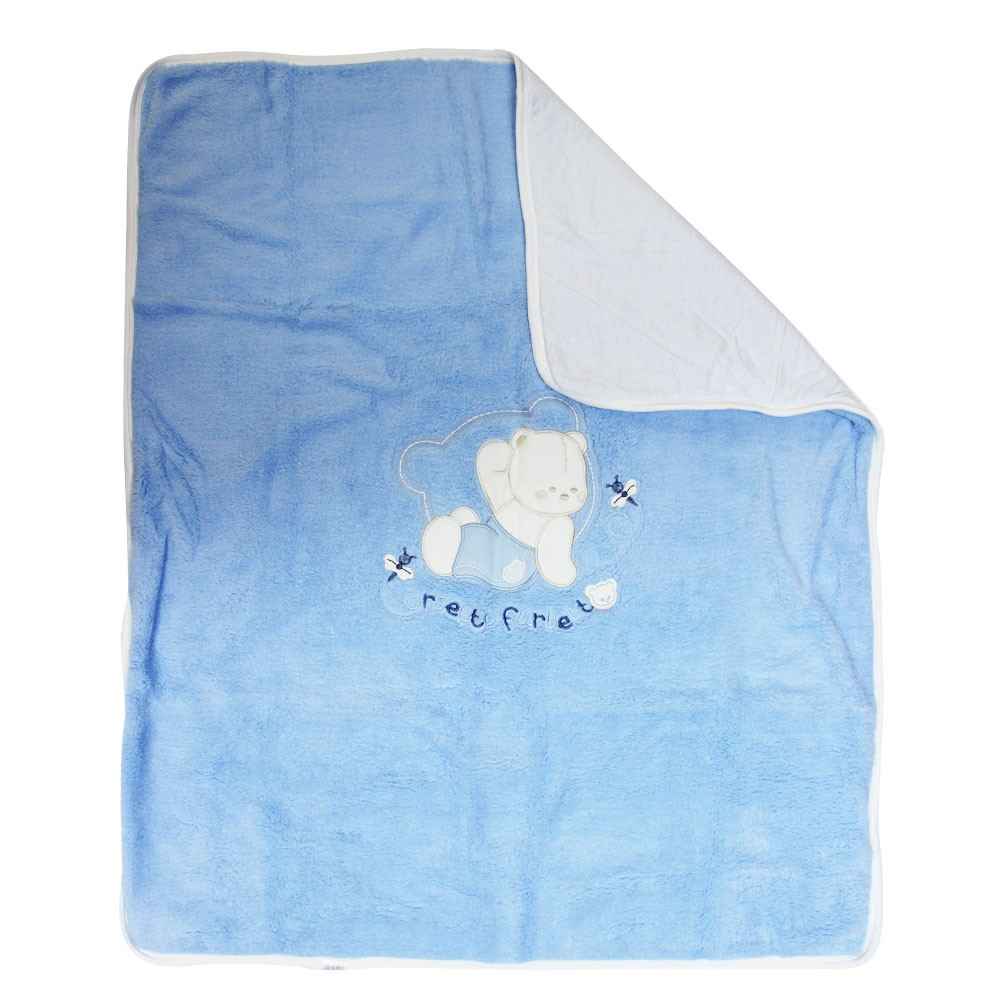 Şan Bebe 6180 Welsoft Bebek Battaniyesi Mavi İlke Bebe