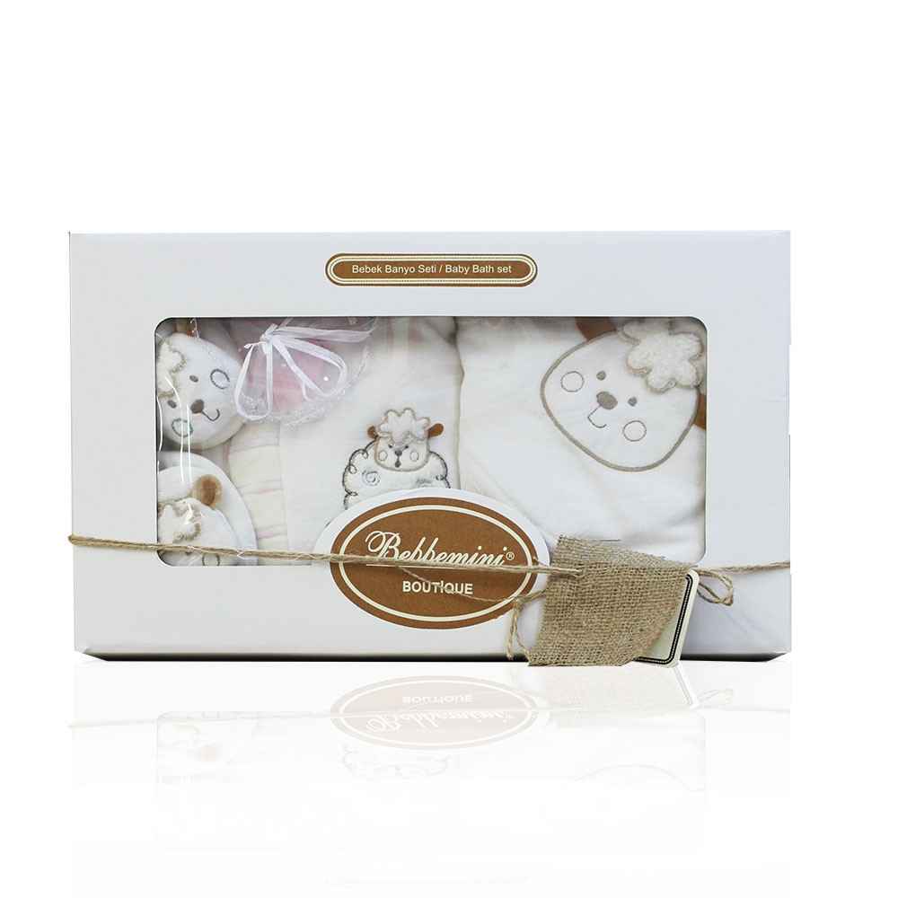 Bebbemini 1171 Bornoz Takımı Krem-Pembe