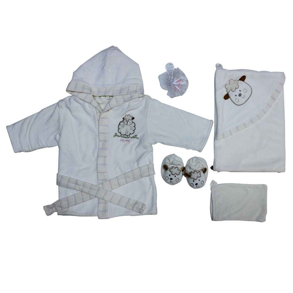 Bebbemini 1171 Bornoz Takımı Krem-Pembe