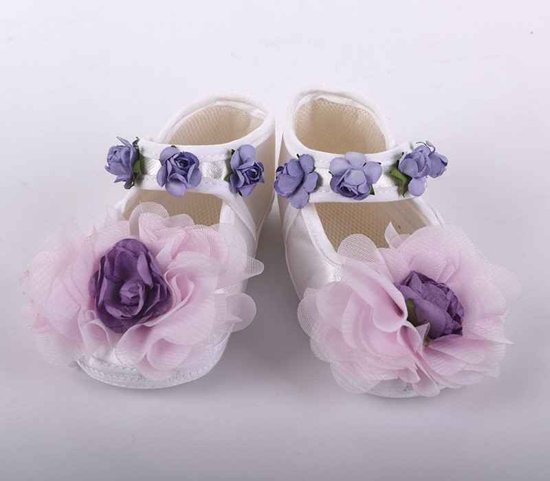 Küçük Rüyalar KR-PTK022 Şifon Güllü Bebek Patik Mor
