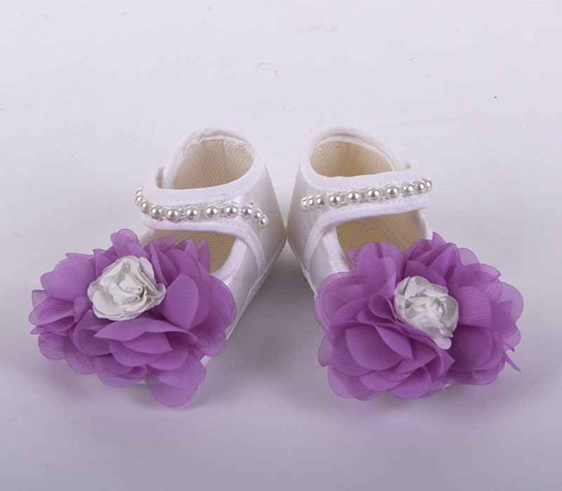Küçük Rüyalar KR-PTK017 İncili Şifon Güllü Bebek Patik  Mor