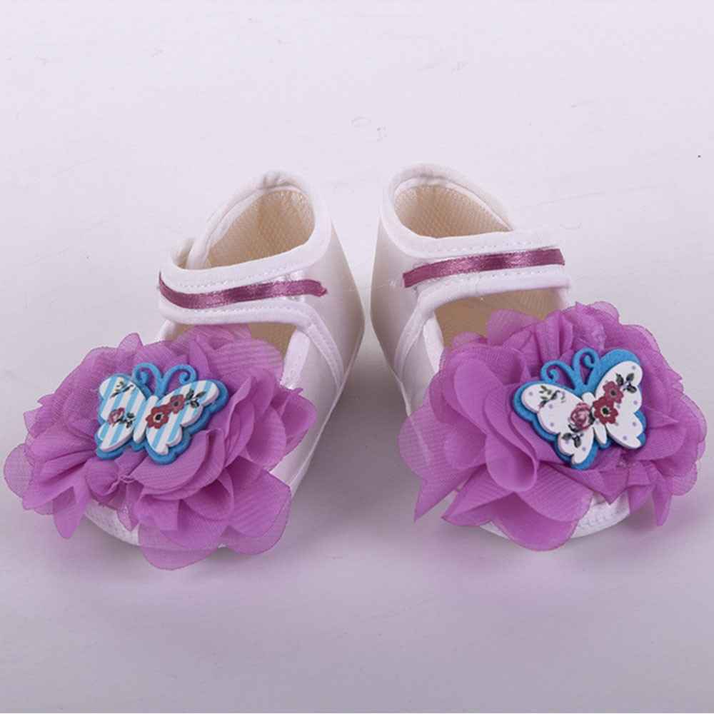 Küçük Rüyalar KR-PTK016 Kelebekli Şifon Güllü Bebek Patik  Mor