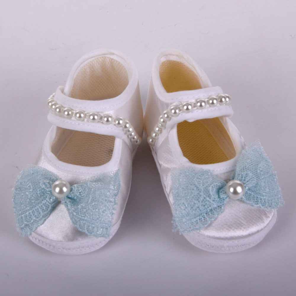 Küçük Rüyalar KR-PTK009 İncili Fiyonklu Bebek Patik  Mavi