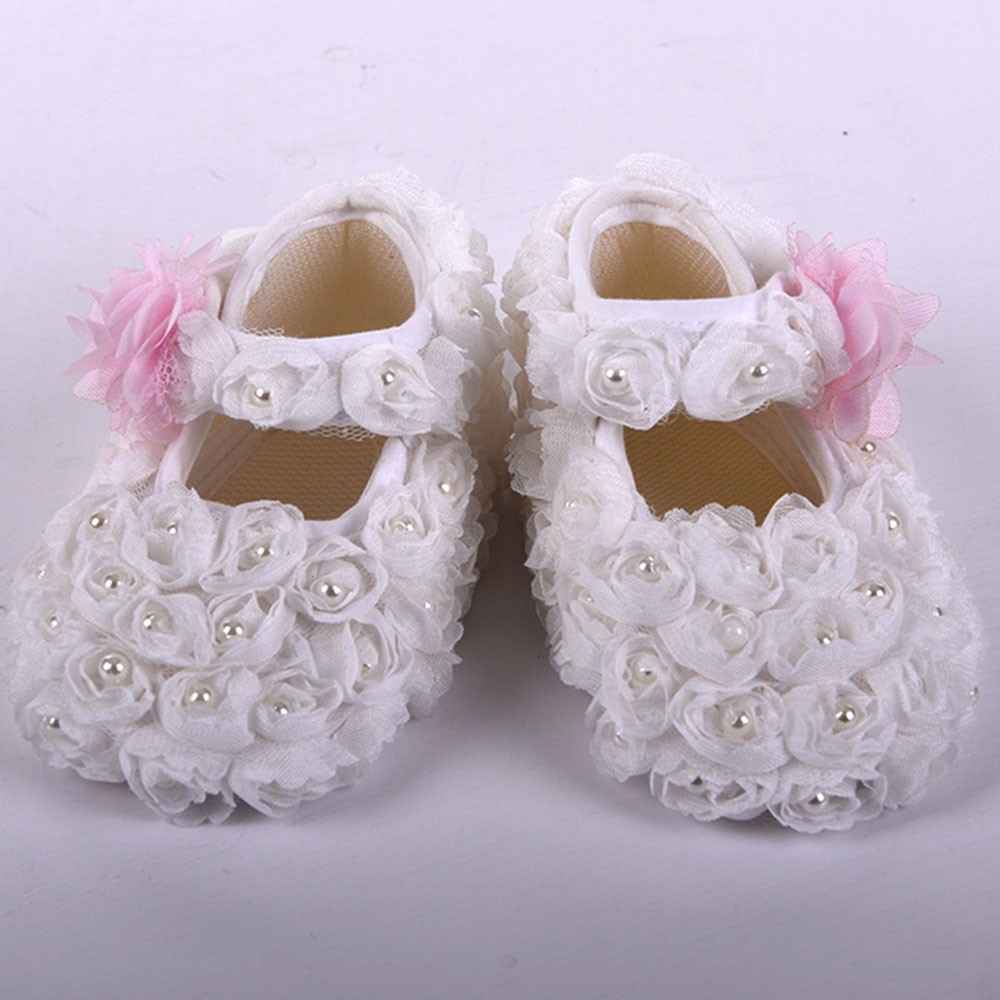 Küçük Rüyalar KR-PTK006 Kumaş Güllü Bebek Patik Beyaz