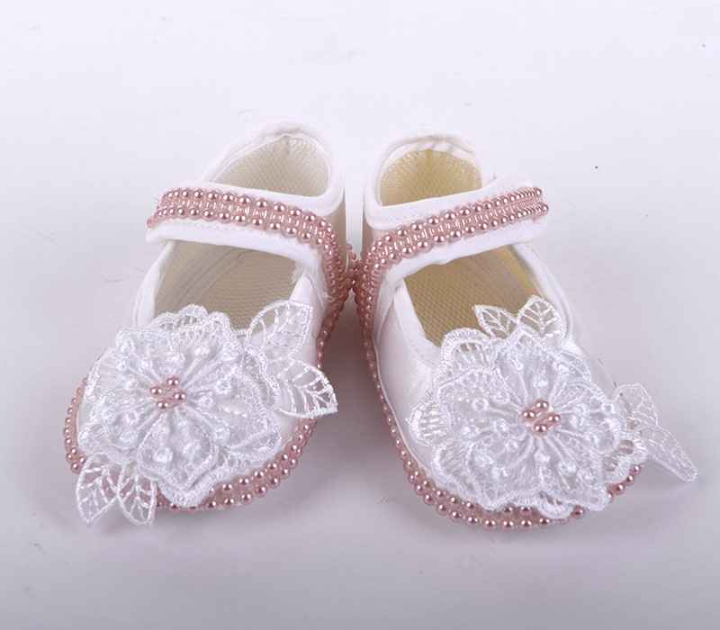 Küçük Rüyalar KR-PTK004 İncili Dantelli Bebek Patik  Beyaz