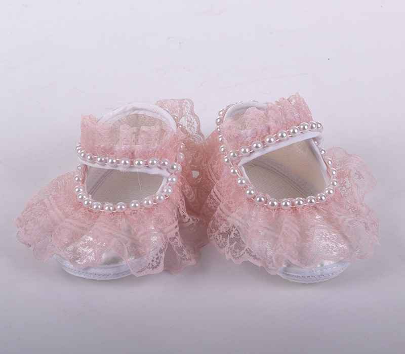 Küçük Rüyalar KR-PTK001 Dantelli İncili Bebek Patik Pembe