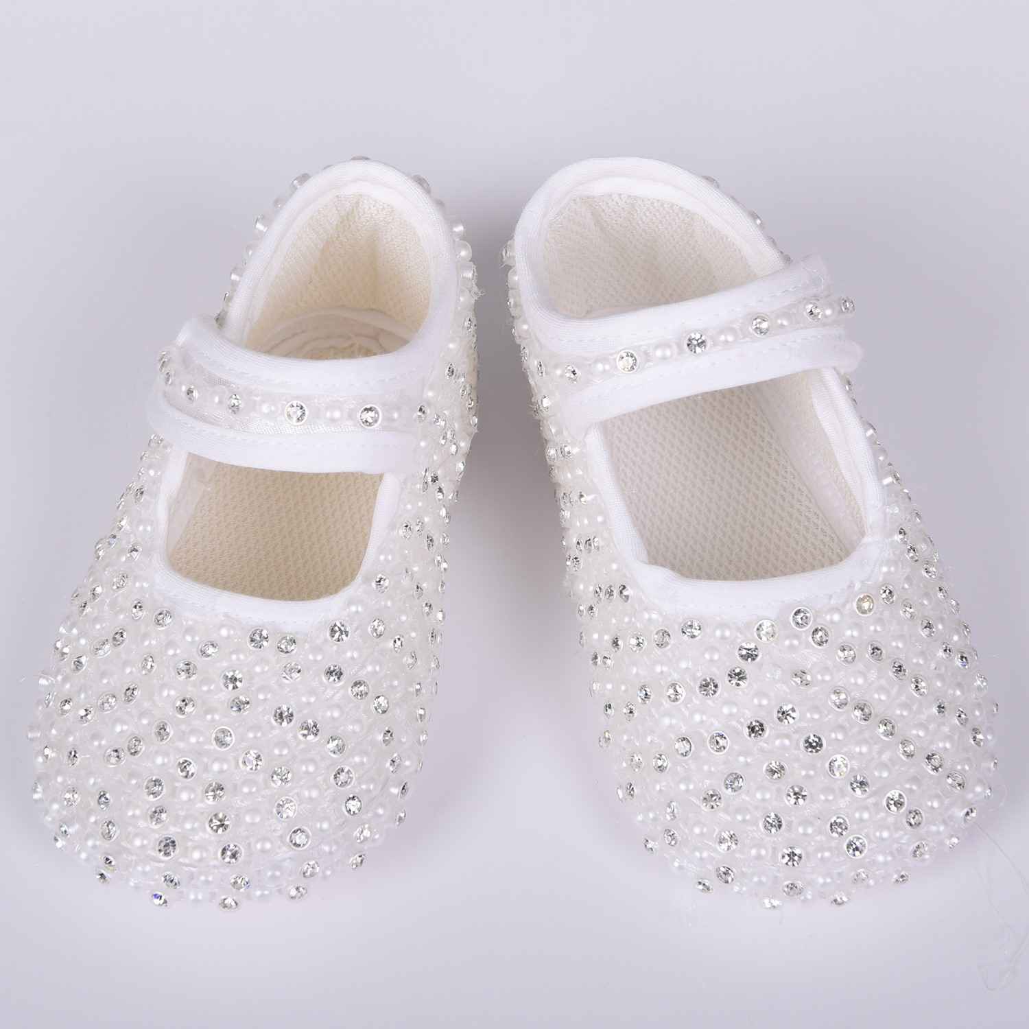 Küçük Rüyalar KR-PTK032 Taşlı İncili Bebek Patik  Beyaz