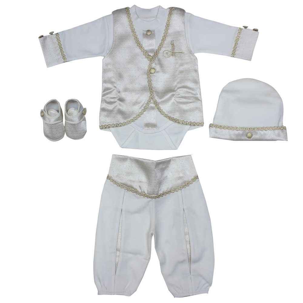 Torry Baby 111136 Simli Tuğralı Erkek Bebek Mevlüt Takımı Krem