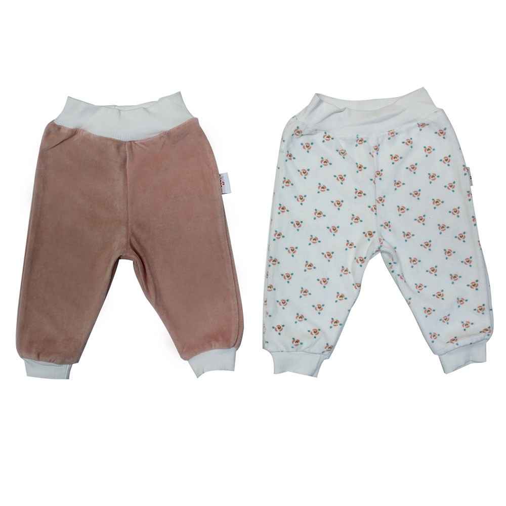 Tomuycuk 4635031 Çiçekli Patiksiz Kız Bebek Pantolonu Pudra