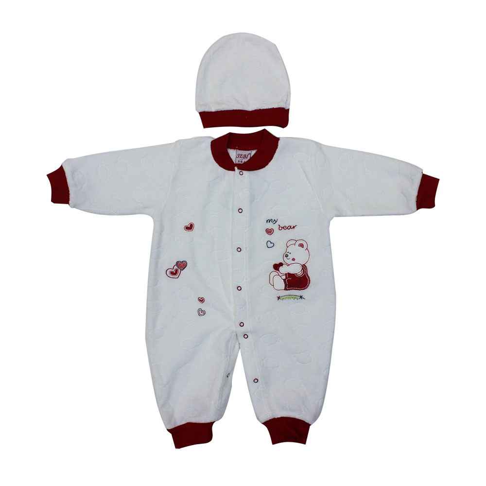 Sebi Bebe 52307 Ayıcık Desenli Bebek Tulumu Kırmızı