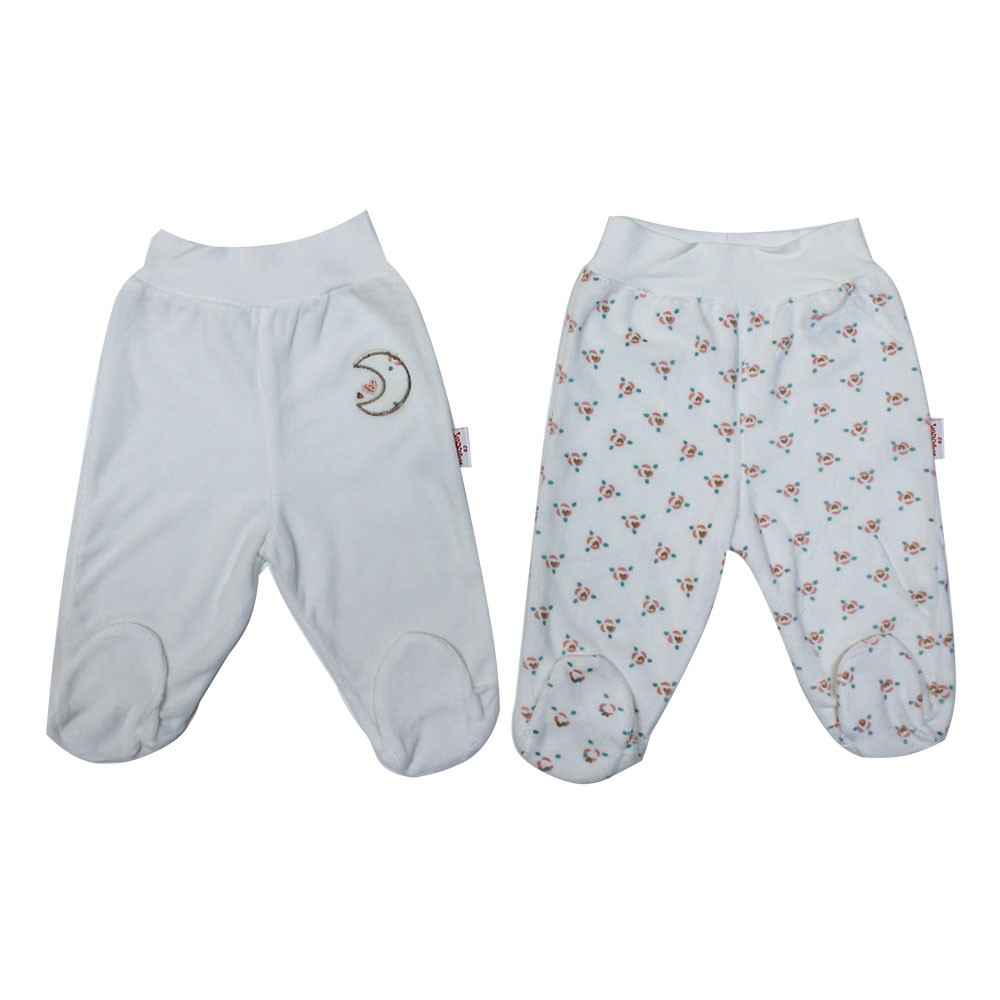 Tomuycuk 4635030 Ayılı Çiçekli Bebek Pantolonu Krem