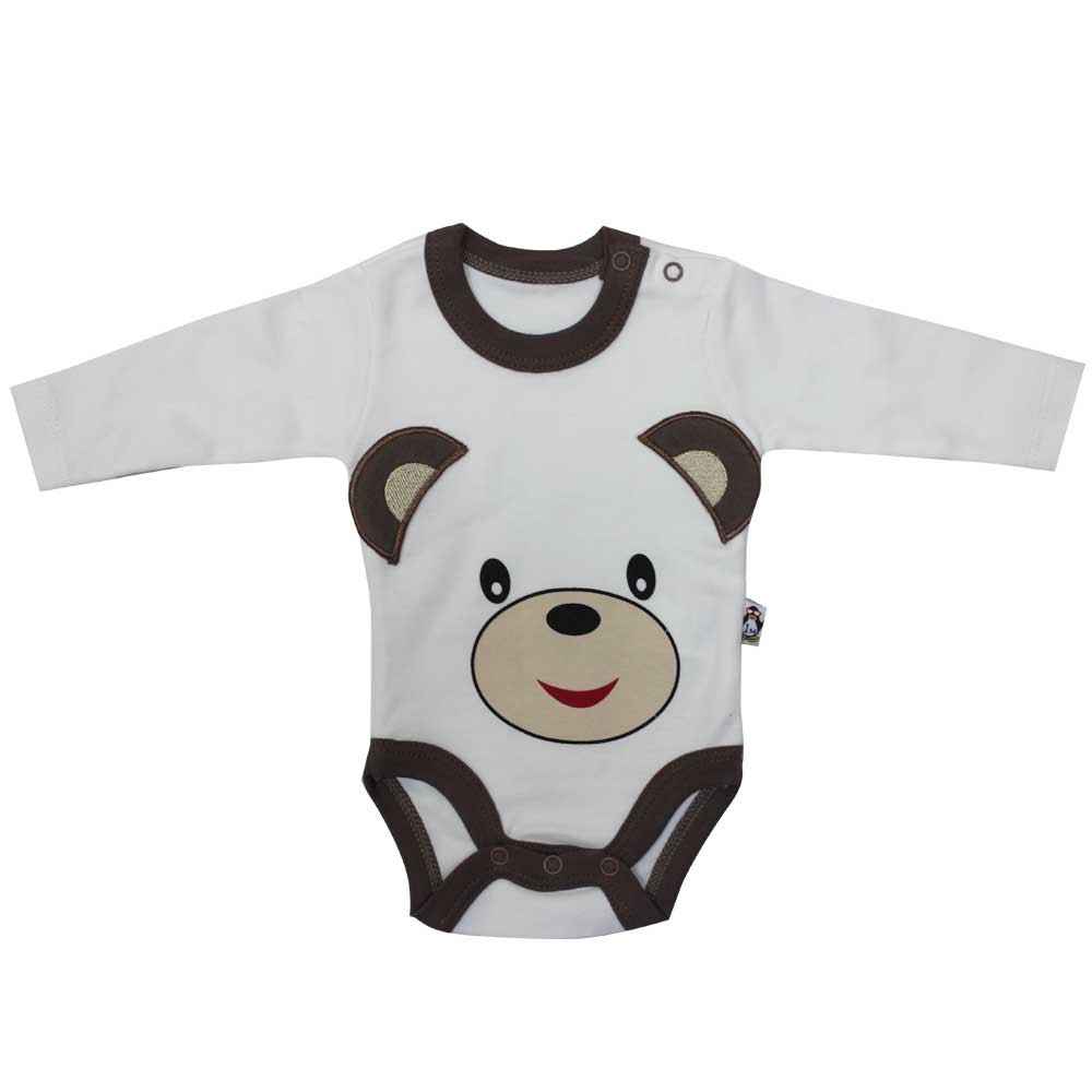 Babycool 1262510 Ayılı Uzunkol Body Krem-Kahverengi