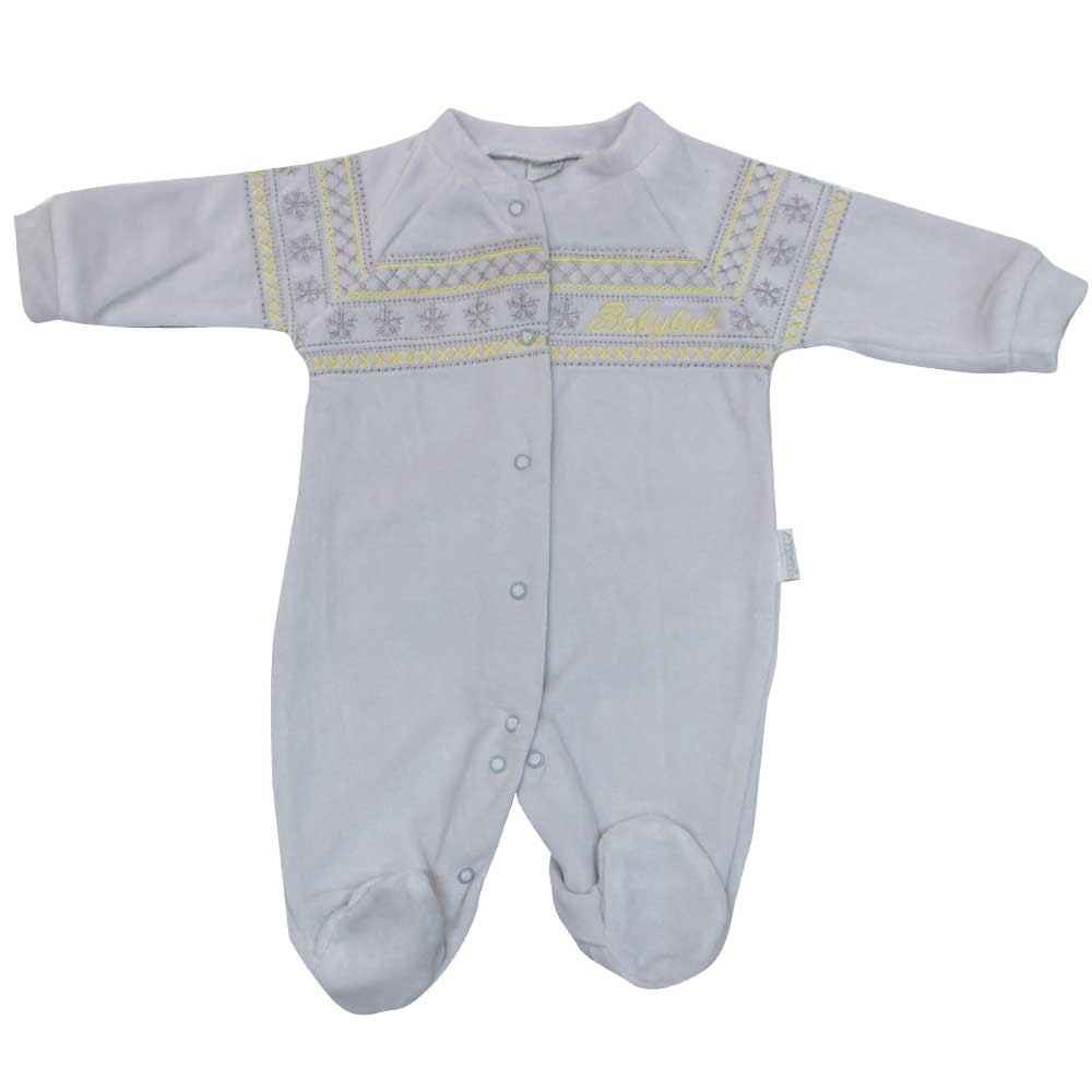 Babyball 97468 Kadife Kilim Desenli Bebek Tulumu Gri