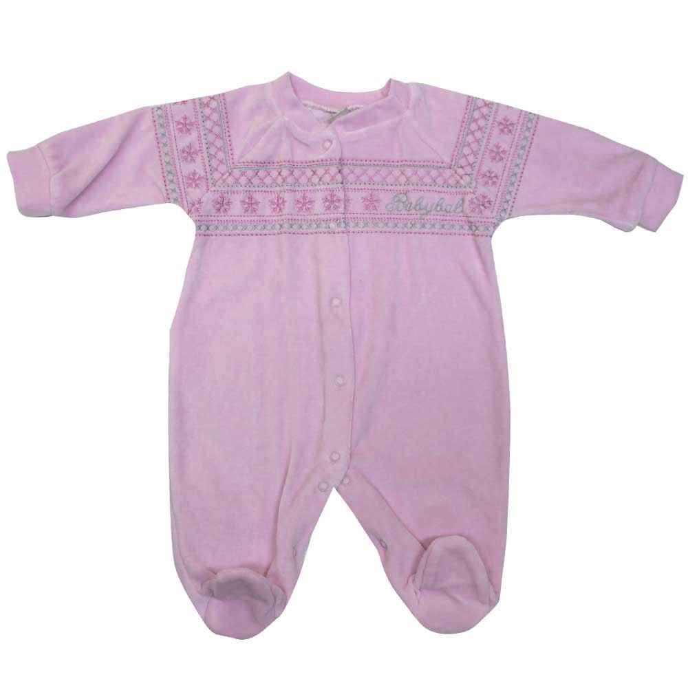 Babyball 97468 Kadife Kilim Desenli Bebek Tulumu Pembe