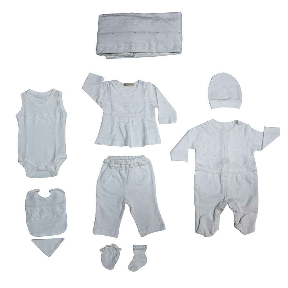 Cassiope 427044 Taşlı Kız Bebek Hastane Çıkış Seti 10lu Krem