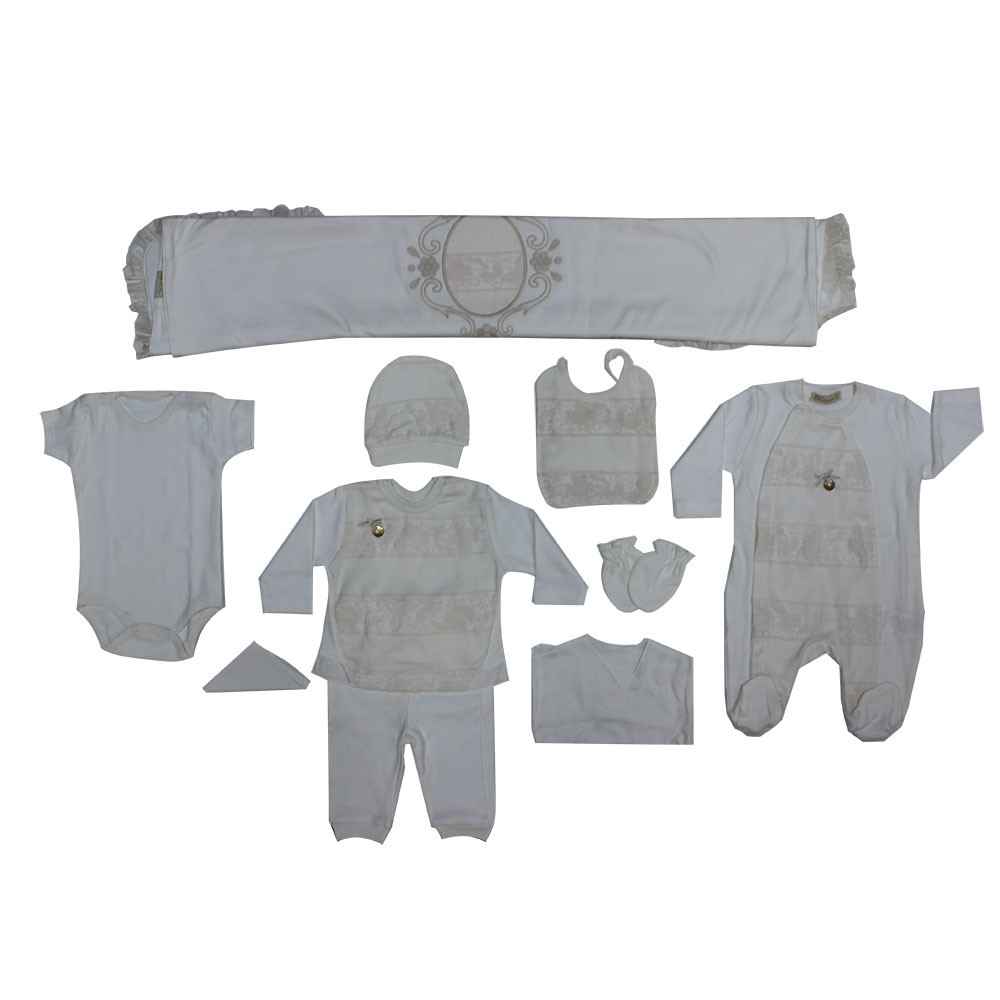 Cassiope 427075 Dantelli Kız Bebek Hastane Çıkış Seti 10lu Krem