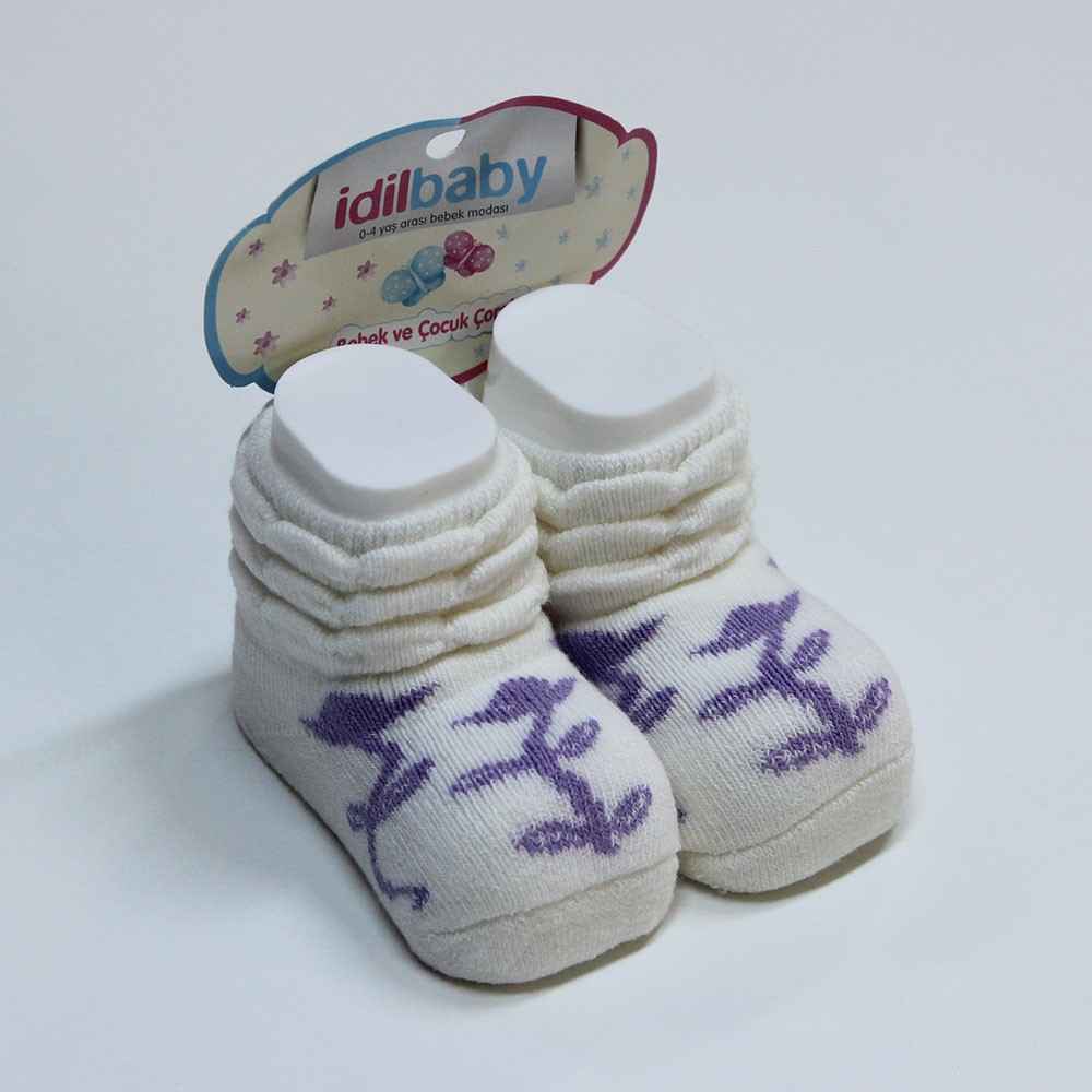İdil Baby 4076 Kız Bebek Havlu Çorap Krem