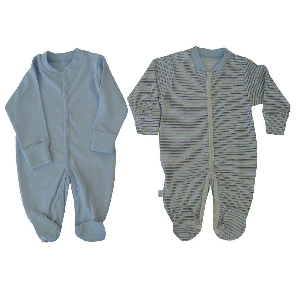 Bebetto T886 Çizgi Penye Tulum 2li Mavi