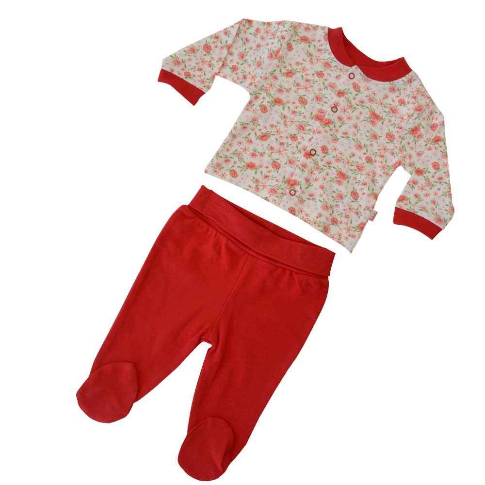 Bebetto F826 Flower World Penye Mini Pijama Takımı Kırmızı