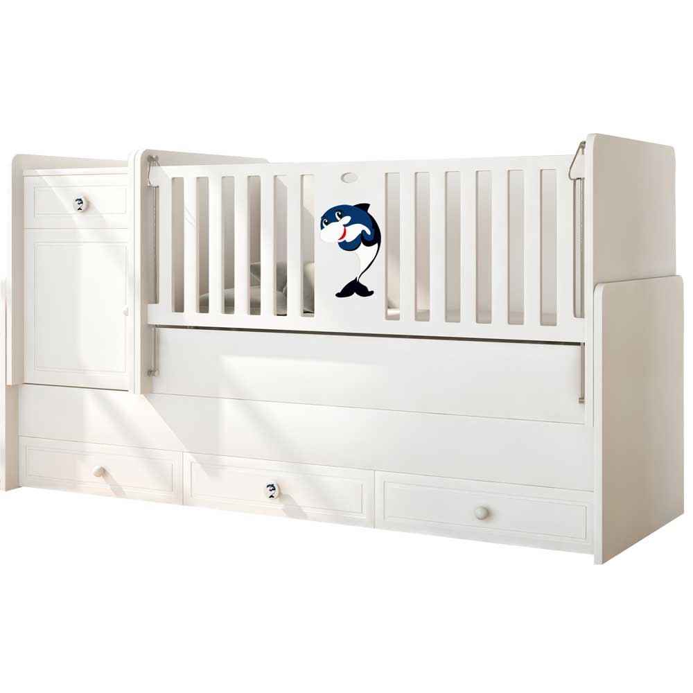 Babi Baby Lake Figürlü 70x180 Büyüyen Bebek Beşiği Dolphin