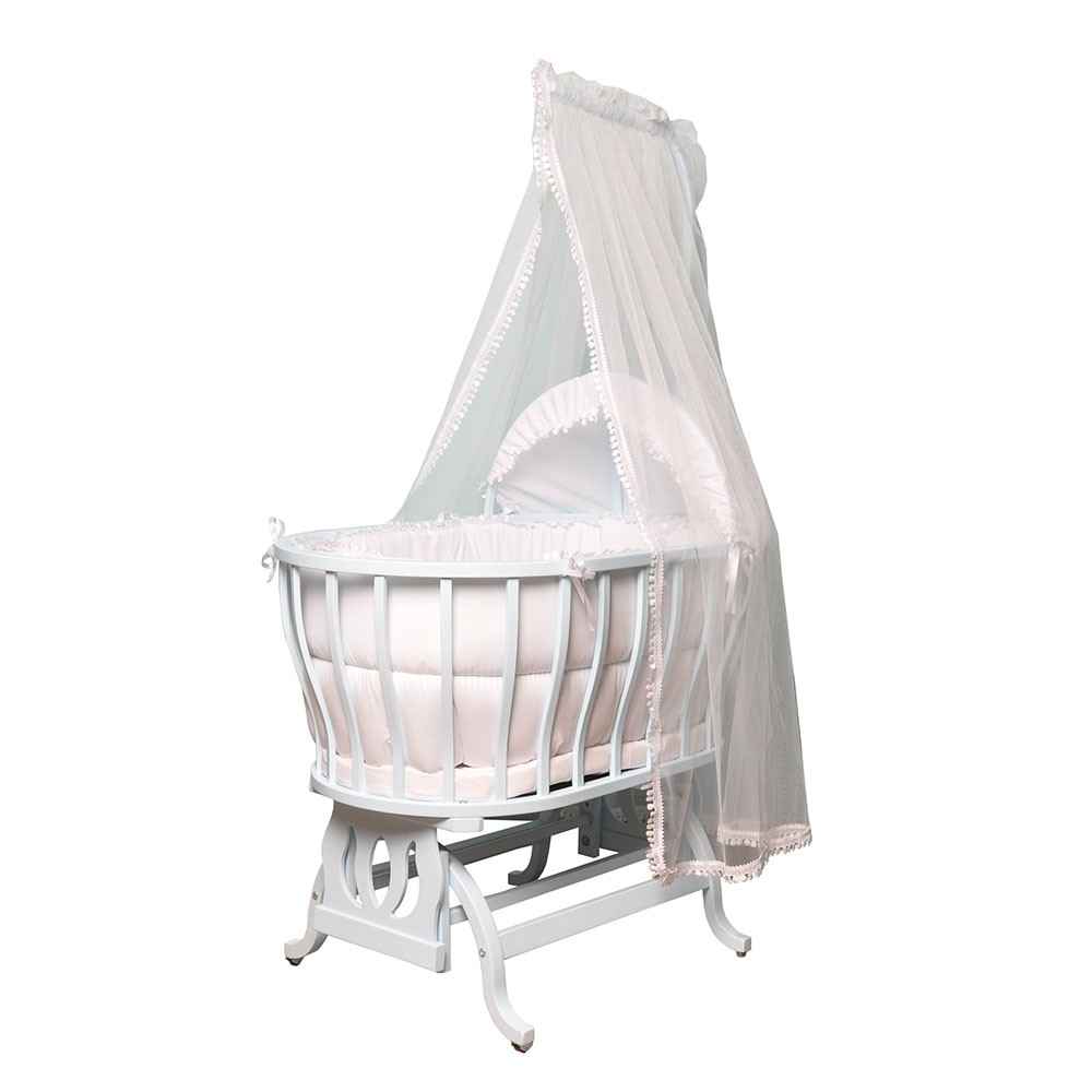 Bambidoo MG-501 Ahşap Lale Sepet Beşik Güpürlü Mavi
