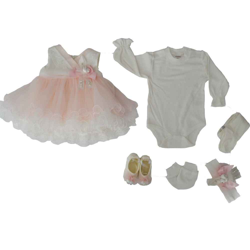 Taffy 053 Taşlı Gül Kız Bebek Mevlüt Takımı Pembe