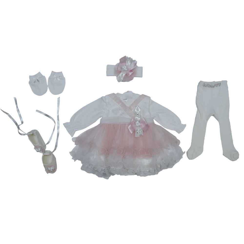 Taffy 053 Taşlı Gül Kız Bebek Mevlüt Takımı Pembe
