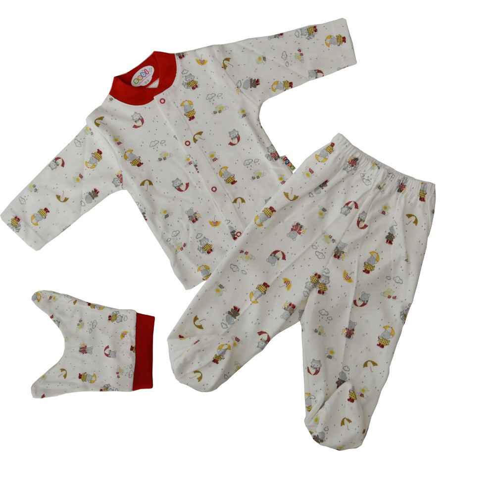 Sebi Bebe 52504 Şemsiyeli Bebek Pijama Takımı Kırmızı İlke Bebe