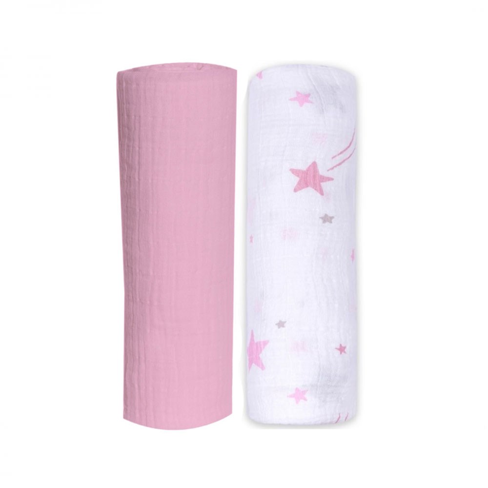 Momeasy İkili Müslin Örtü 100x120  Pembe