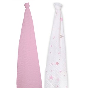 Momeasy İkili Müslin Örtü 100x120  Pembe