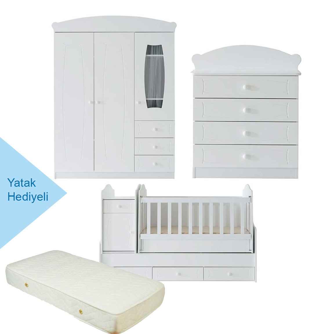 Belis Doğa Bebek Odası+Belis Ortopedik Yatak 80x130 