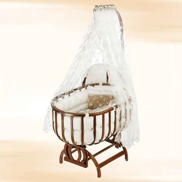 Baby Tech 111 Saraylı Ahşap Bebek Beşiği Yıldızlı Ceviz