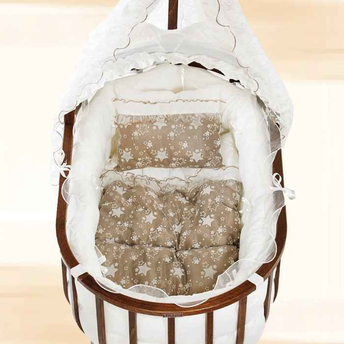 Baby Tech 111 Saraylı Ahşap Bebek Beşiği Yıldızlı Ceviz