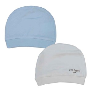 KitiKate S76056 2li Organik Bebek Şapkası Beyaz-Mavi