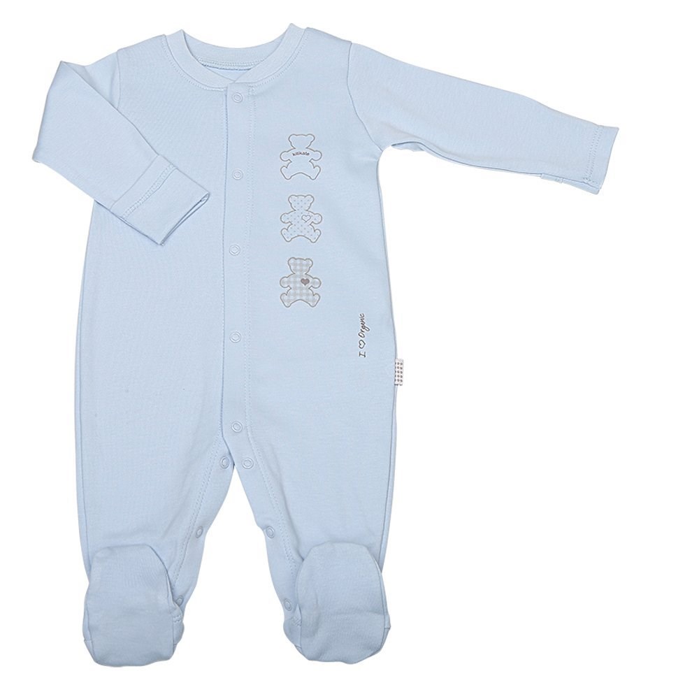 Kiti Kate S76230 Organik Önden Çıtçıtlı Bebek Tulum Mavi