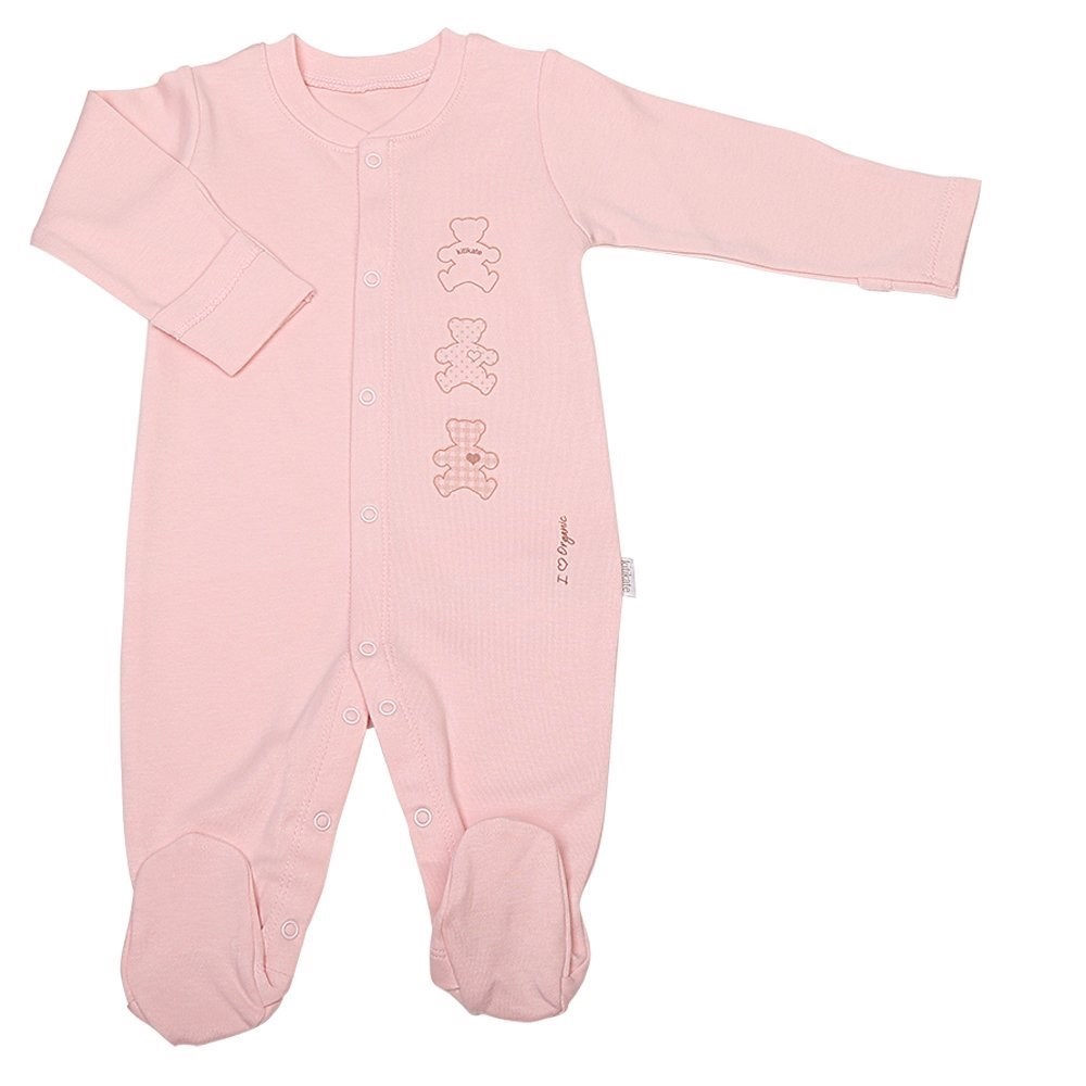 Kiti Kate S76230 Organik Önden Çıtçıtlı Bebek Tulum Pembe