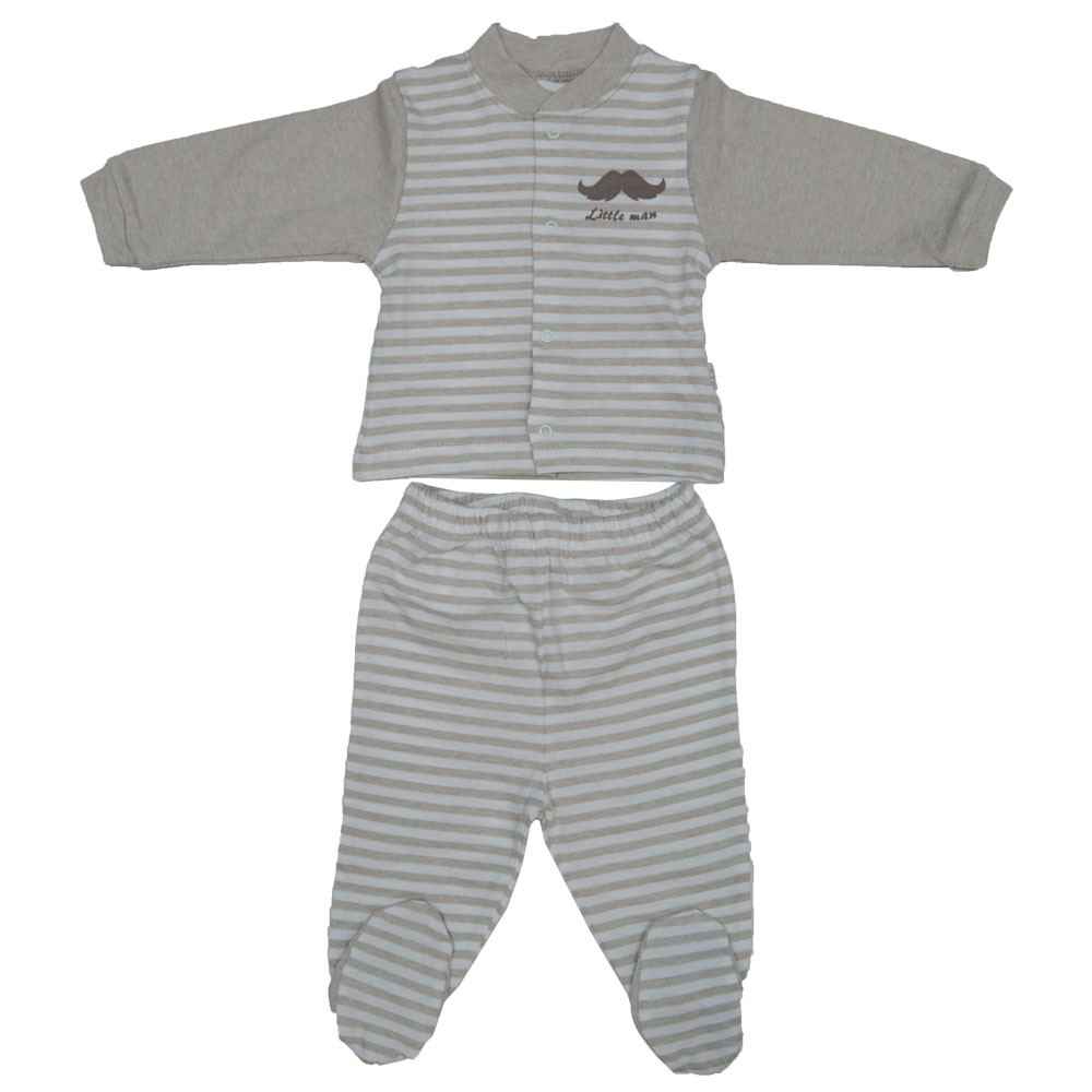 Bebetto F852 Little Man Penye Mini Bebek Pijama Takımı Bej