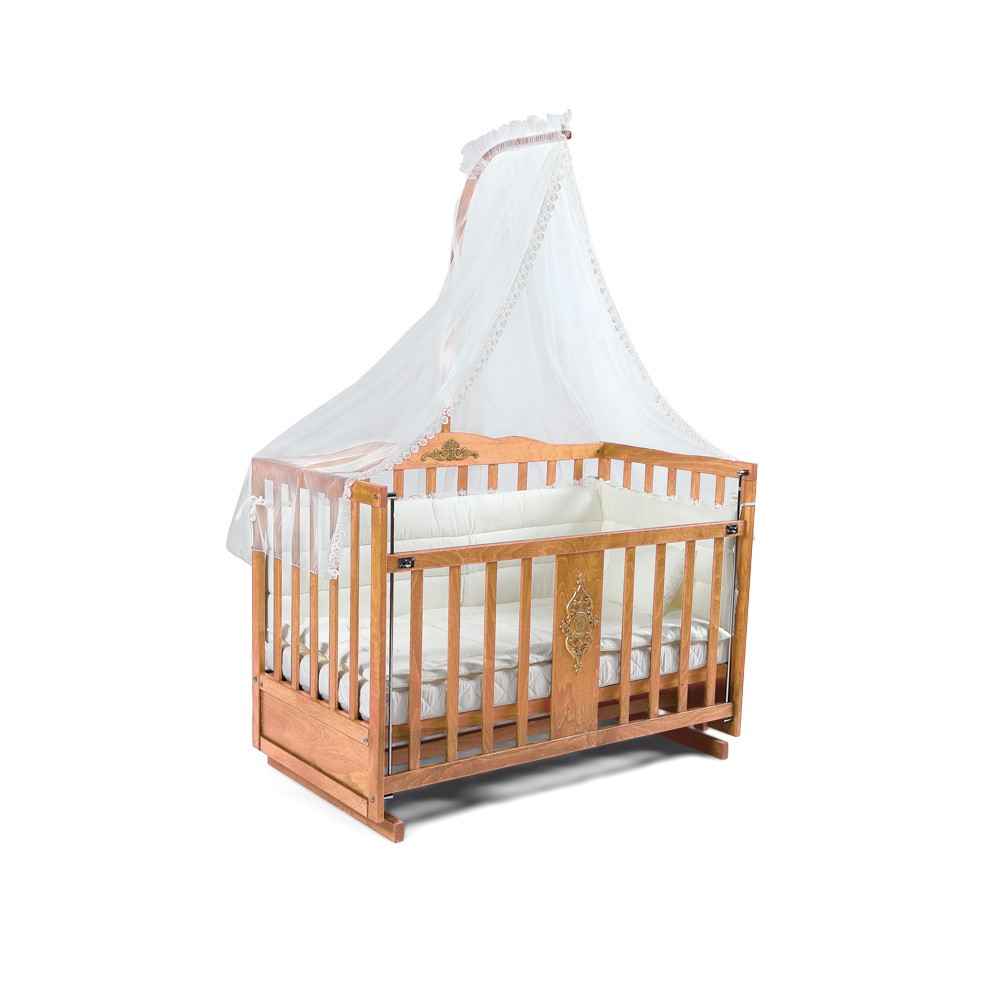 İsiz Lotus Ahşap Bebek Beşiği Naturel