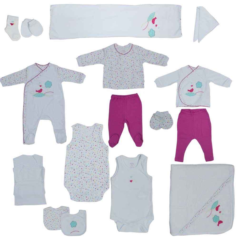 İdil Baby 7793 Kız Bebek Hastane Çıkışı 20 li Set Koyu Pembe